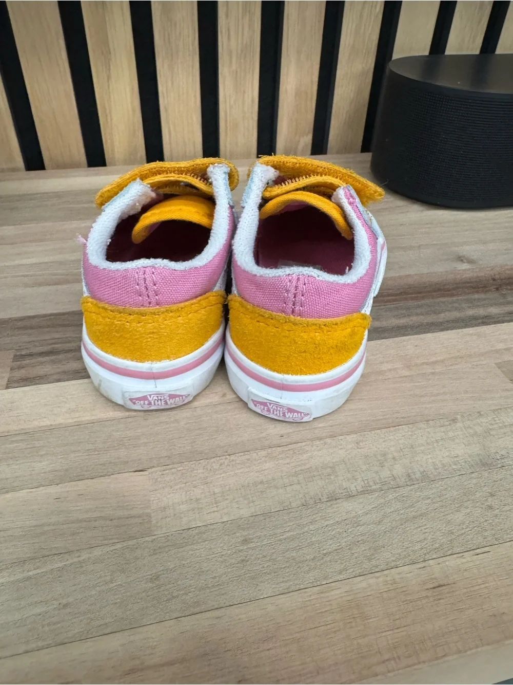 Vans Kids Velcro Sneakers in Yellow, Pink & Light Gray